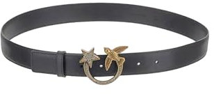 Pinko Damen Love Berry H3 Belt Kalbs-Set Gürtel, Z99u_Black Limousine-Shiny Gold, M