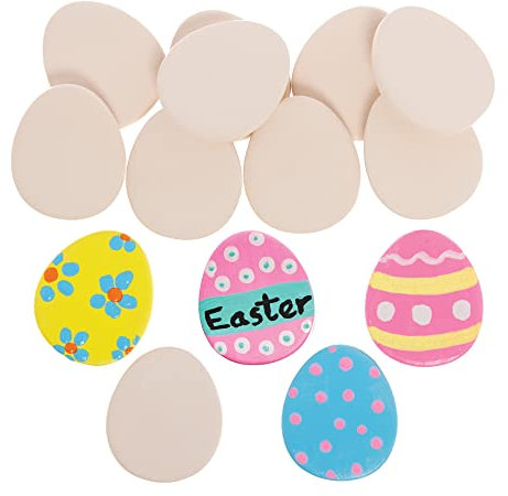 Baker Ross FX709 Egg Ceramic Painting Stones - Pack of 15, Easter Craft Blanks to Decorate