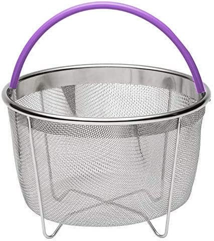supershop Stainless Steel Steamer Basket, Grey (Silicone Handle), Instant Pot Compatible, Fits 6 & 8 Quart Pots