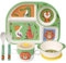 Greentainer Kindergeschirr set aus melamin, 6er Sturzfest Geschirr Set- Baby Menü Tablett, Kinderschüssel mit Saugnapf, Becher mit deckel,Löffel, Gabel für Kinder, ab 6 Monaten,Spülmaschinenfest