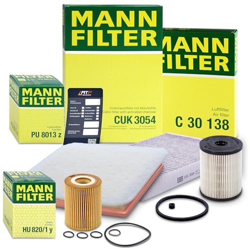 MANN-FILTER Inspektionspaket Filterset 1x Ölfilter, 1x Luftfilter, 1x Innenraumfilter (Aktivkohlefilter), 1x Kraftstofffilter, 1x Ölwechselanhänger Kompatibel mit OPEL ASTRA H (A04) (L70)