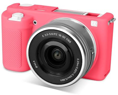 Rieibi Custodia ZVE10, custodia protettiva in silicone morbido per fotocamera Sony ZV-E10 ZVE10, custodia in gomma leggera per Sony Alpha ZVE10 - rosa rossa