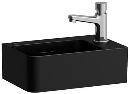 LAUFEN VAL Handwaschbecken, 1 Hahnloch rechts, ohne Überlauf, 340x220mm, H8152807161141, Farbe: Schwarz Matt