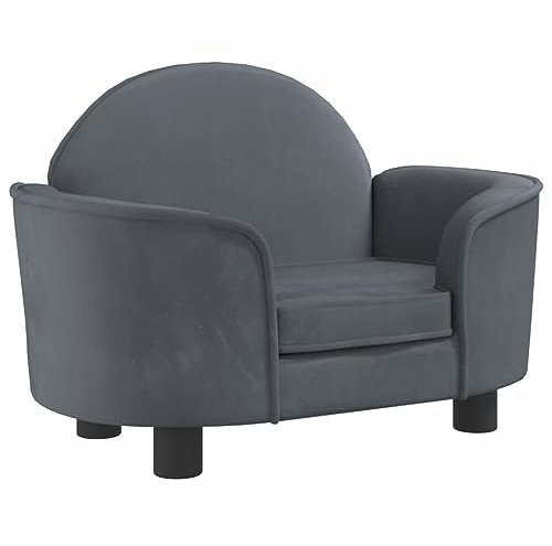 vidaXL Hundebett, Hundekissen mit weicher Polsterung, Hundesofa Hundecouch für kleine Hunde Haustiere, Haustierbett Katzenbett, Dunkelgrau Samt