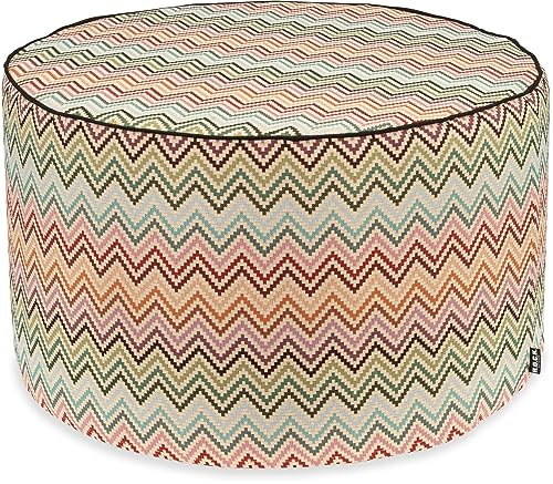 H.O.C.K. Maribel Outdoor Kissen inkl. Füllung Sitzkissen Dekokissen bunt Multi Zick-Zack Boho (ø60x35cm)