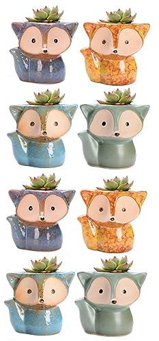 Yardwe 8 STK Fuchs-pflanzgefäß Aus Keramik Tierischer Pflanzentopf Pflanze Topfpflanzer Fuchs Blumentöpfe Bonsai-pflanztopf Pflanzgefäße Für Zimmerpflanzen Minitöpfe Drinnen Kindergarten