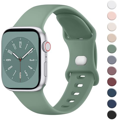 Wanme Armband für Apple Watch Armband 38mm 40mm 41mm 42mm 44mm 45mm 49mm Damen Herren, Silikon Armbänder Classic Sport Ersatz Uhrenarmband für iWatch Series Ultra 9 8 7 6 5 4 3 2 1 SE, Olivgrün