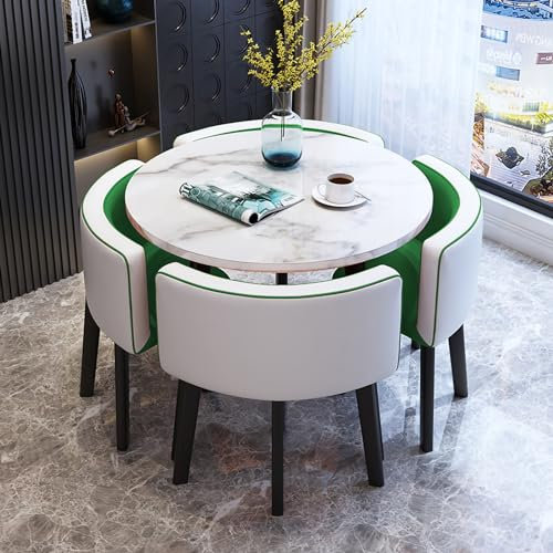 KAILODI Esstisch mit 4 Stühlen, Couchtisch und Stühle für 5 Personen, Kombination aus Geschäftstisch und Stuhl, Kleiner Esstisch für 4 Personen, runde Tische, Büro-Konferenztische Style-10 80cm