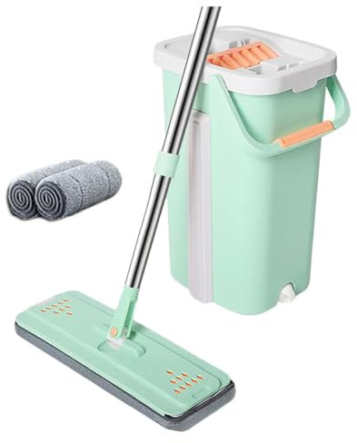 Trapeador Y Cubo con Juego De Escurridor, Cubo De Plástico For Fregona De 10 L (2,19 Galones), Uso En Seco Y Húmedo, Mango Cómodo Y Duradero, Apto For Interiores Y Exteriores