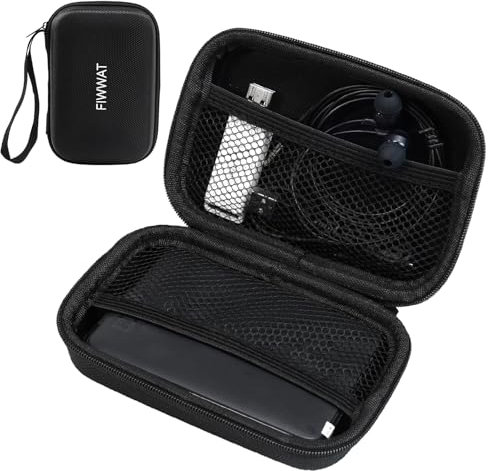 Hard Drive Carrying Case:Shockproof Travel Pouch for External Hard Drive-Portable Universal Carry Bag for Power Bank, Cell Phone, Cable, Cord Electronic Accessories Organizer Storage Zipper- Black