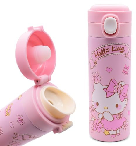 FISAPBXC Hello kitty Water Bottle Stainless Steel Cup Cartoon Stainless Steel Travel Mug, Double Wall Vacuum Insulated Coffee Travel Mug for Hot & Cold,Thermal Cup for Home Outdoor 420ml