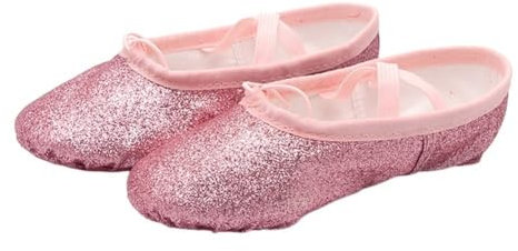 Chaussures de Danse Paillettes Ballet Danse Chaussures Yoga Gym Plat Pantoufles Rose Bleu Rose Rouge Couleurs Ballet Danse Chaussures for Filles Enfants Femmes Enseignant Chausson de Danse(Rose Red,42