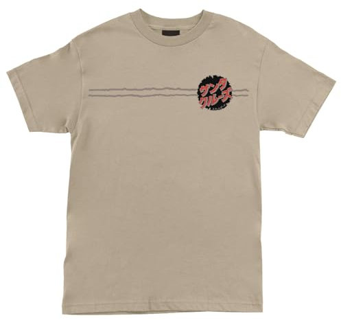 SANTA CRUZ Godzilla Destroyer Stripes S/S Heavyweight T-Shirt Sand Lg Herren, Sand, L