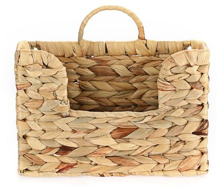 TOLIDA Panier mural naturel en jacinthe d'eau - Panier de rangement décoratif pour mur ou porte - En jonc de mer - Étanche - Pour lettres, factures, magazines, fleurs