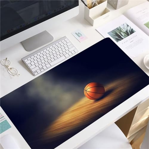Mauspad XXL, 600x300x3mm Große Basketball Gaming Mauspad, rutschfest Schreibtischunterlage, Waschbares Mousepad mit Vernähte Kanten für Gamer PC Maus und Tastatur
