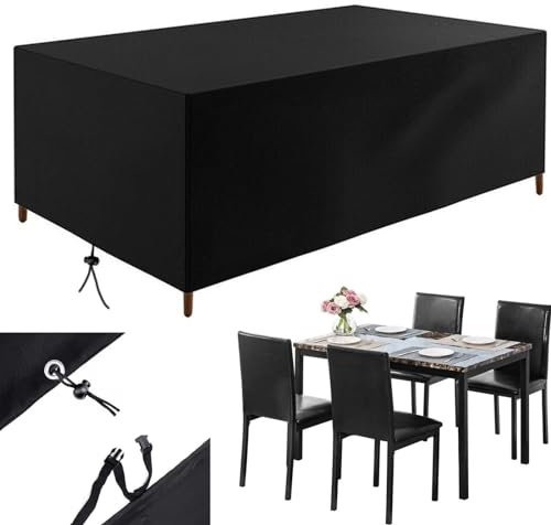 Garden Table Furniture Set Covers 250x190x80cm/LxWxH Patio Furniture Covers Outdoor Table Covers Waterproof Large Garden Furniture Cover Anti-Uv 420D Oxford Polyester Outdoor Tables and Chairs Cover