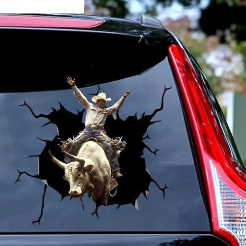 Rodeo Aufkleber, Bullreiten-Aufkleber für Autos – Cowboy-Aufkleber, Western-Aufkleber, Bull-Rider-Auto-Fensteraufkleber, Cowboys, Vinyl-Aufkleber, Stoßstangen-Aufkleber für Fenster, Wand, HN30