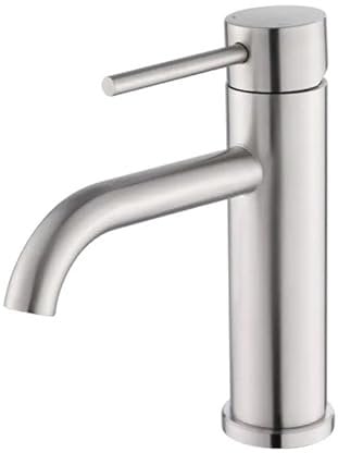 Soft Collection Sienna Bathroom Basin Mixer Tap, Premium Improved Quality with Hot & Cold Controls, Leak Resistant, 1 Hole Deck Mount Taps UK Standard, Ideal for Cloakroom & Washroom (Brush Nickel)
