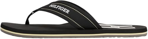 Tommy Hilfiger Herren Flip Flops Padded Beach Sandal Zehentrenner, Schwarz (Black), 42