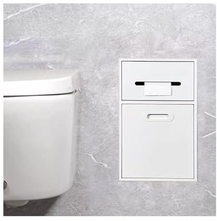 Modernes Edelstahl-Nischen-Toilettenpapier-Aufbewahrungsregal, wasserdicht, Dusch-Nischen-Organizer für Badezimmer, Aufbewahrung, Shampoo, Toilettenartikel, Weiß (50 x 30 x 14 cm)