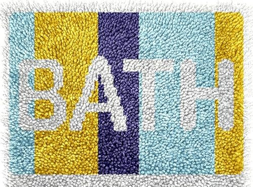 Bath DIY Latch Hook Rug Kits for Adults Tapestry Pre-Printed Patterns Carpet Needlework Crochet Yarns Latch Hooking Mat for Home Decor 52x38cm(g190)