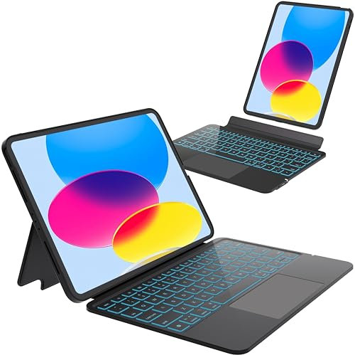 Otuoor Custodia per tastiera per iPad di 10a generazione (10,9 pollici 2022) e iPad 11a (A16, 2025), tastiera wireless magnetica staccabile per iPad di 10a generazione con retroilluminazione a 7
