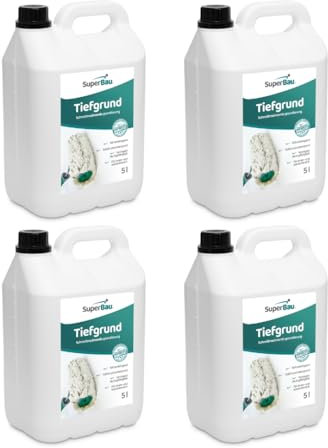 SuperBau Tiefgrund LF 20 L, Grundierung für Wand & Boden, Tiefengrund Innen & Außen, für Rigips Gipskarton Beton Estrich Putz OSB-Platten, Farbe Weiß, Schnelltrockend