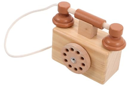 Toyvian Holzspielzeug Telefon Im Retro-Stil Interaktives Drehtelefon Für Junge Mädchen Pädagogisches Rollenspielzeug Für Kreative Entfaltung Und Soziale Fähigkeiten Perfektes