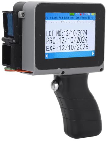 Asixxsix Hand-Tinten Strahl Drucker, Tragbare Hand Drucker Pistole mit 4,3-Zoll-Touchscreen, 0,5 Zoll Druck Höhe, Tinten Strahl Drucker Pistole für Text-QRCode-Barcode-Chargen Nummer Label
