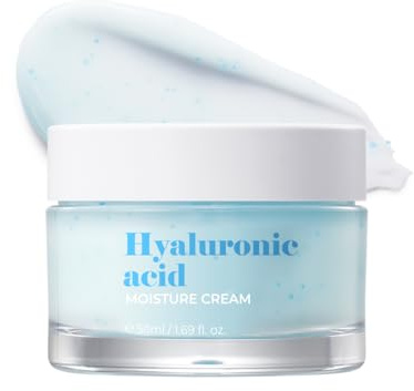 BOM Hyaluronic Acid Moisture Cream – Koreanische Feuchtigkeitscreme mit Hyaluronsäure, Vitamin B5 & E, Nährt, Polstert auf & Schützt die Hautbarriere, Intensive Pflege | K-Beauty 50ml