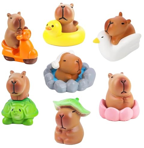 12 Pezzi Figure Capibara in Resina, Miniature per Scrivania Ufficio, Giardino Fatato o Bonsai, Decorazioni Animali per Interni/Esterni, Regalo Compleanno - Set Decorativo
