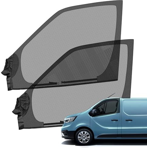 Mosquitera para Puerta Delantera Compatibles con Renault Trafic/Vauxhall/Opel Vivaro 2001-2025 Coche Ventana Parasol Transpirable para Ventana de Camping 2 Piezas - 1 Par