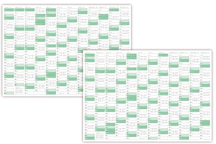Green Wandkalender/Wandplaner 2026 + 2027 gefaltet DIN A3 Format (297 x 420 mm) mit 12 Monaten