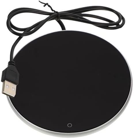 Didiseaon USB Metal Cup Warmer Heating Coaster Touch Control 3-Level Temperature Settings, Silver 102mm Diameter, Reusable Coffee Mug Heater for Office and Home Use