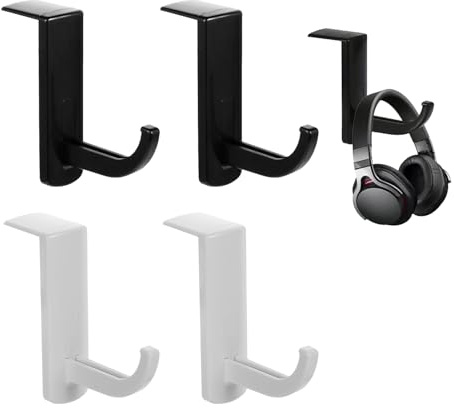 4 Pack Headphone Holder Headphone Hook Headphone Hanger – Universal Stick-on Headset Stand with Strong Self-Adhesive – Space Saving Headphone Mount for Desk, Wall & Monitor