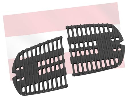 grillshop.at Grillrost Gusseisen Q100 Q1000 - Gusseisen Grillroste porzellanemailliert 2-teilig - Weber Ersatzteil 7644 - Herstellerqualität aus Österreich GS030