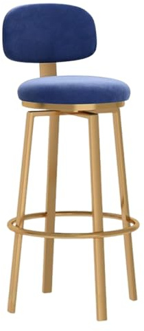 Havanly Tabourets de Bar pivotants à Hauteur de comptoir Lot de 1/2/3/4, Pieds en métal doré, Tissu en Velours Confortable, Chaises de Bar pour îlots de Cuisine, Bar à Domicile, Bleu(1PC,Height 75cm)