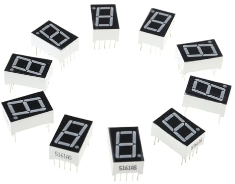 MISUVRSE 10 unidades 0,56 pulgadas 7 segmentos 1 pantalla LED digital Super Red cátodos comunes DIP10 5161AH tubo digital