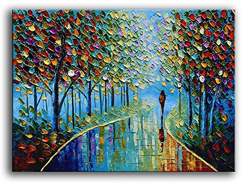 YaSheng Art, Landscape-Ölgemälde auf Leinwand, strukturierter Baum, abstrakt, zeitgenössische Kunst, Wandgemälde, handgefertigt, Malerei, Heimbüro, Dekorationen, Wandkunst, 61 x 91,4 cm