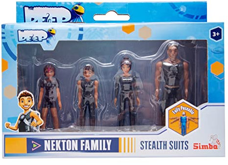 Simba 109391002 - Deep Nektons Familienpack, 4er Figurenset, Will, Ant, Fontaine, Kaiko, im schwarzen Tauch-Outfit, ab 3 Jahren