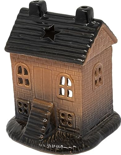 Set Of 3 House Home Shape Wax, Melt Burner, Ceramic Essential Oil Burners - Decor, Pattern, Scented, Diffuser, Warmer | Ideal For Home, Bedroom & Office | Holder, Candle, Aromatherapy | Xmas Gift Set