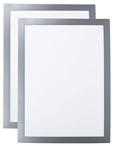 Extiff Magnetischer Displayrahmen mit selbstklebender Rückseite für A4-Dokumente in Grau Metallic, 2er-Set