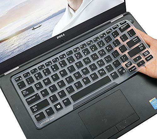 Keyboard Cover for Dell Latitude E7450 E7470 E5470 E7480 5480 5490 5491 7490, Dell Latitude 3340 E3340 Laptop Keyboard Protector Ultra Thin Soft Keyboard Skin, Black (US Layout, with Pointing)