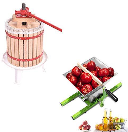 HENGMEI 18L Obstpresse Fruchtpresse Saftpresse Weinpresse Maischepresse + 7L Obstmühle Obstzerkleinerer