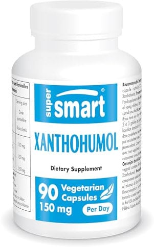 Supersmart - Xanthohumol 50 mg - Extrait de Fleur de Houblon Standardisé à 10% de Xanthohumol - Facilite l’Endormissement & Contribue à l’Équilibre Hormonal | Sans OGM - 90 Capsules Végétariennes