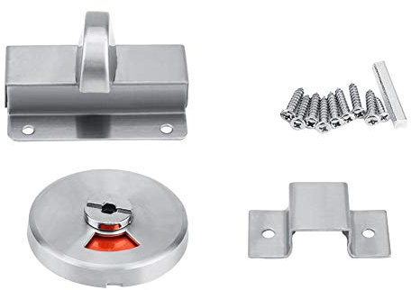 Kafuty Toilet door lock indicator, 201 Stainless Steel Bathroom Restroom Toilet Privacy Bolt Door Lock with Vacant Engaged Indicator and Screw Fitting