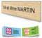 DECOHO - Plaque Boite aux Lettres personnalisée adhésive 100x25mm - Effet Bois Clair - Gravure Laser Noire - 1 Ligne + Stickers Stop Pub - Marron