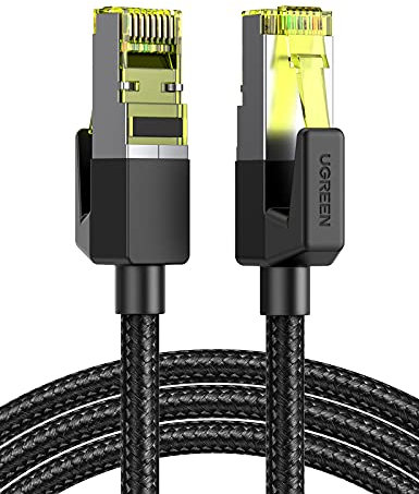 UGREEN Cable de Red Ethernet LAN 10 Gigabit, 600MHz Nylon Trenzado con Conector RJ45 Compatible con PS5 Xbox X/S PC Macbook, Cat 7/6/5, 2 Metros