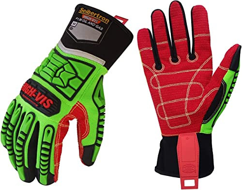 Seibertron HIGH-VIS HDC5 Schnittschutzklasse 5 Deckhand Schlagfestes Arbeitshandschuhe Montagehandschuhe Öl und Gas Sicherheit Handschuhe Dornensichere und Stichfeste Gartenhandschuhe XS