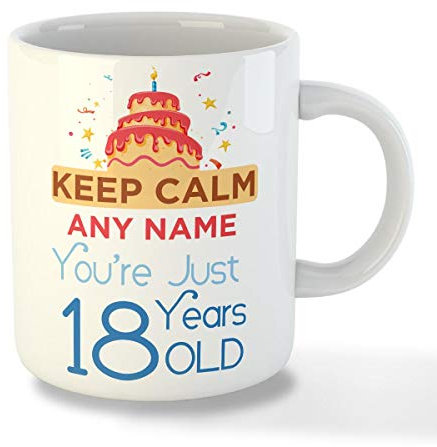 Gift Hub - Personalised Mugs for 18th Birthday Gifts, Featuring Birthday Design, Personalised Name Mug Gift for Him and Her to Celebrate Special Occasions (Keep Calm 18)